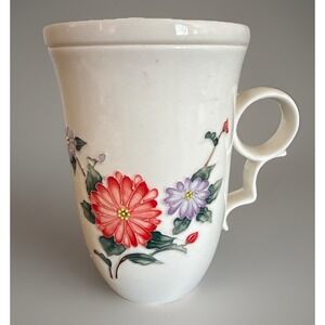 Teavana Lotus Mug with Infuser and Embossed 2 Piece Floral Asian Raised Flowers